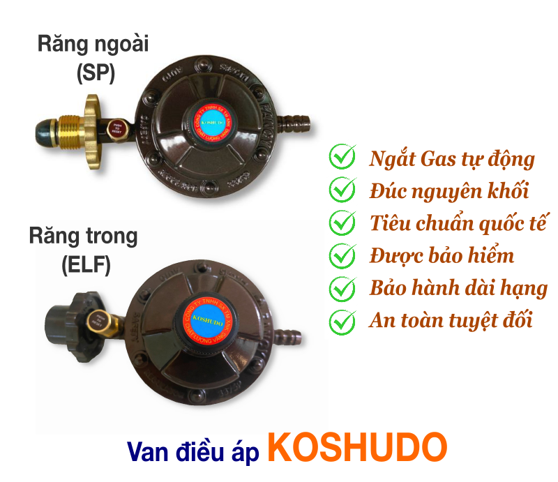 Van điều áp gas KOSHUDO - Ren Trong